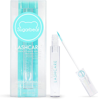 سيروم الرموش SUGARBEAR® LashCare النباتي الغني بالفيتامينات، معتمد حلال، خالٍ من الكحول - كمية تكفي 3 أشهر، يعزز مظهر الرموش الأطول والأكثر كثافة