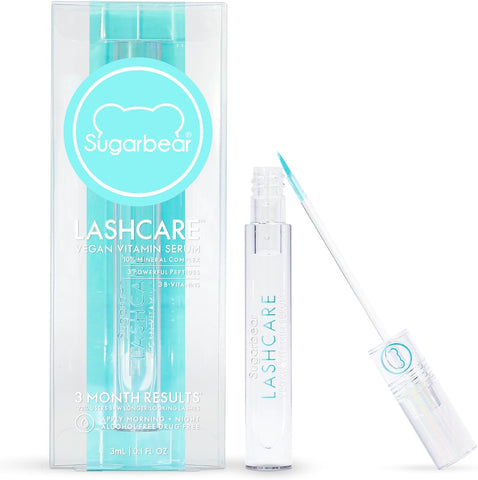 SUGARBEAR® LashCare Vegan Vitamin-Infused Lash Serum, Halal Certified, Alcohol Free - 3 Month Supply, Promotes Appearance of Longer, Thicker Eyelashes