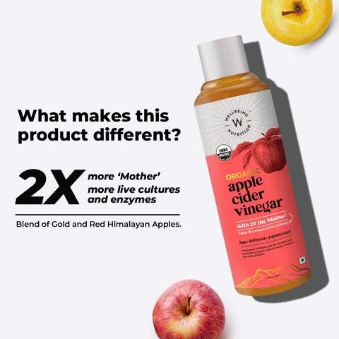 Wellbeing Nutrition Usda Organic Apple Cider Vinegar 500ml With 2x Mother, Raw Unfiltered, Unpasteurized, 2 X Grandma's Kadha, Ayurvedic Immunity Booster For Cold, Cough, Fever, Headache, Digestion