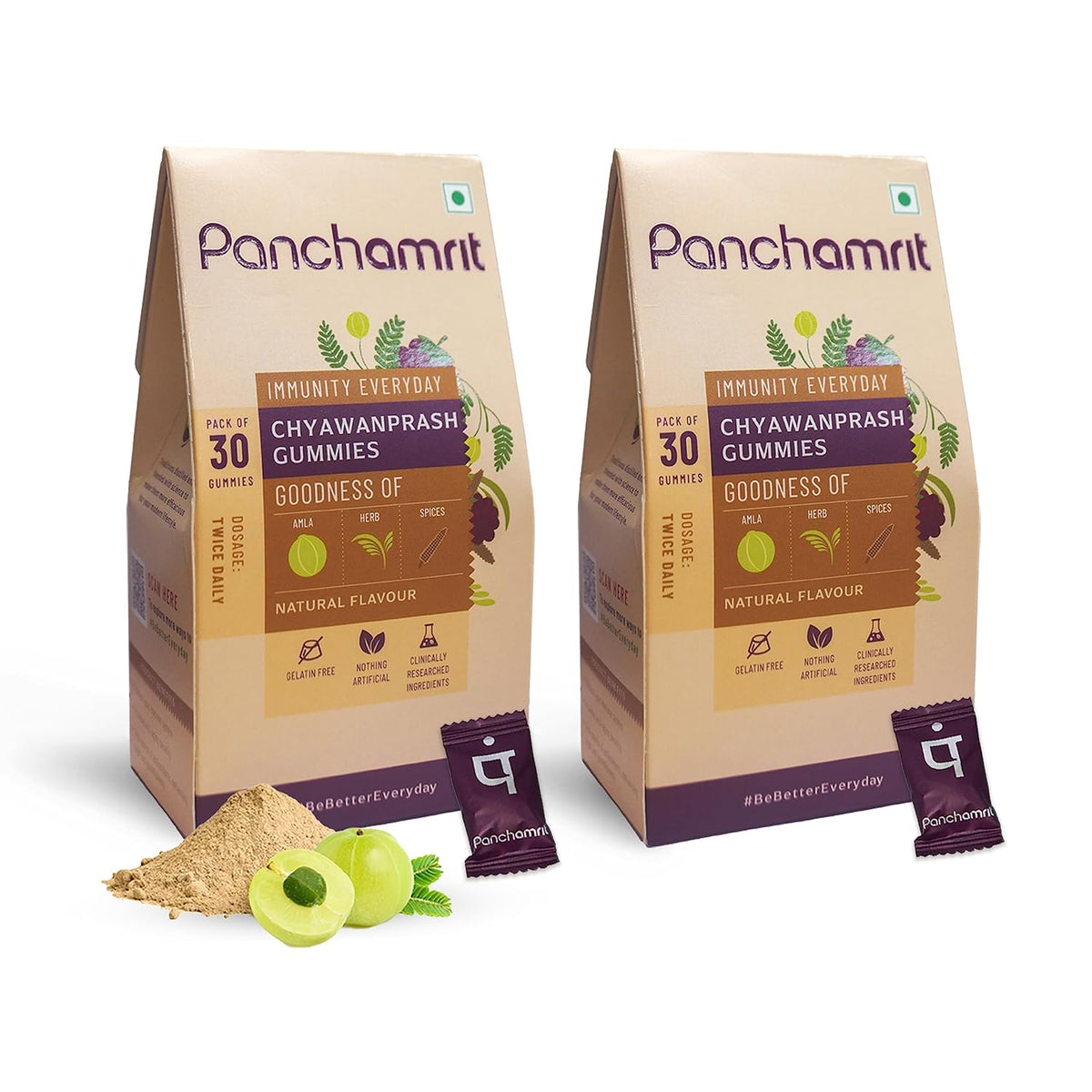 Panchamrit 100% Natural Chyawanprash Gummies - 30 Gummies(Pack of 2)