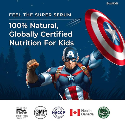 Wellbeing Nutrition Marvel Captain America Melts| Multivitamin for KidsTropical Berry Flavor (30 Oral Strips)