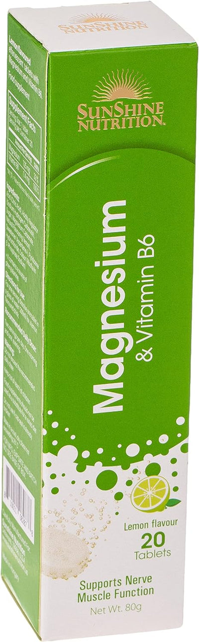 Sunshine Nutrition Magnesium + Vitamin B6 Effervescent 20 Tablets