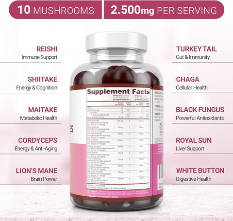 Purify Life Mushroom Complex Gummies 90 (Natural Raspberry Flavour)