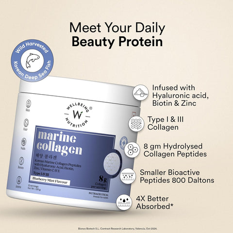 Wellbeing Nutrition Marine Collagen - Mixed Berry 120gms (12 servings)
