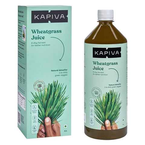 Kapiva Wheatgrass Juice - Herbal Supplement 1 L + Ultimate Ginger 500 mg, 60 Chewable Tablets