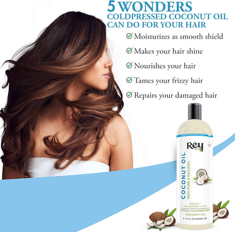 Rey Naturals Extra Virgin Cold Pressed Coconut Oil 200 ml