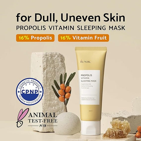 IUNIK Propolis Vitamin Glow Sleeping Mask Night Moisturizer Cream 2.03 Fl Oz