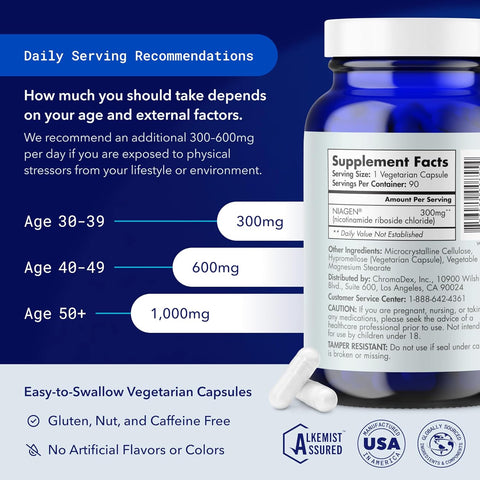 TruNiagen 90ct/300mg Multi Award Winning Patented NAD+ Boosting Supplement - More Efficient Than NMN - Nicotinamide Riboside for Cellular Energy Metabolism & Repair. Vitality, Muscle Health, Healthy Aging