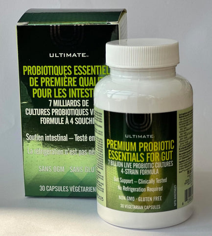 Ultimate Premium Probiotic Essentials for Gut 7 Billion Live Probiotic Cultures - 4 Strain Formula - 30 Veg Capsules