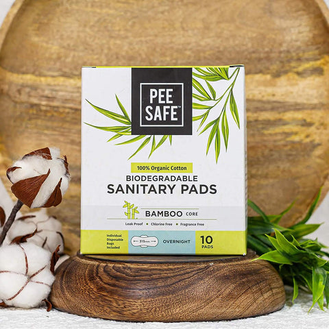 Pee Safe Biodegradable Sanitary Pads Overnight 10N