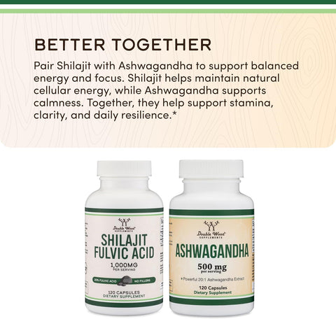 كبسولات راتنج شيلاجيت من دبل وود للمكملات الغذائية، 120 كبسولة