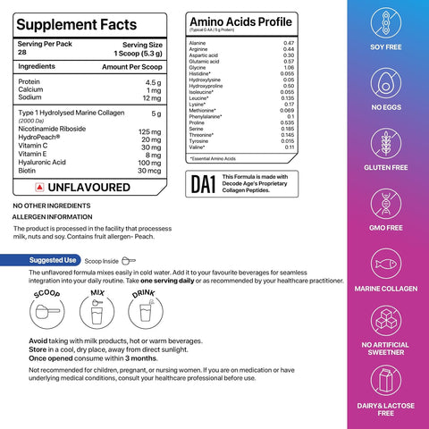 Decode Age Optiage Collagen Peptides Unflavoured 150g