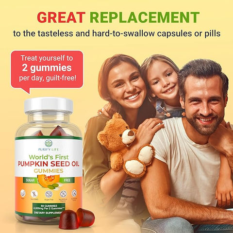 Purify Life World's First Sugar-Free Pumpkin Seed Oil Gummies 60
