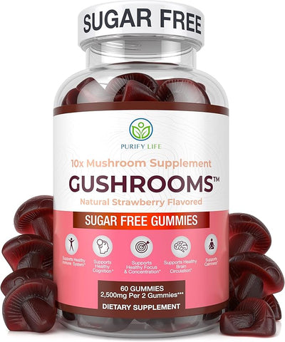Purify Life Sugar-Free Gushroom Complex Gummies 60 (Natural Strawberry Flavour)