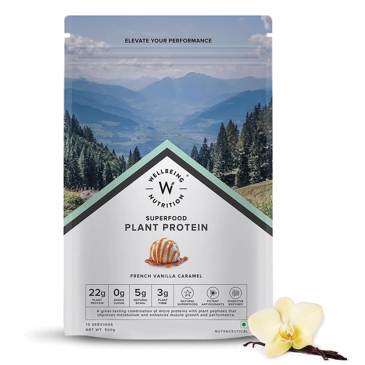 Wellbeing Nutrition Organic Vegan Plant Protein Isolate Powder | French Vanilla - 32gm