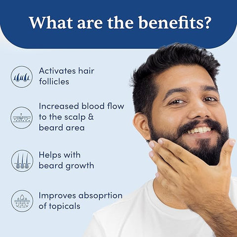 Man Matters Advance Beard Derma Roller For Men | 540 Micro 0.5Mm Titanium Alloy Needles | Beard Health And Development | Stimulates Beard Hair Follicles | Safe, Easy & Effective To Use