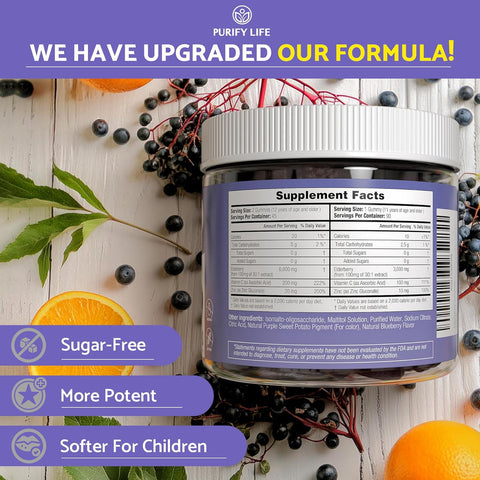 Purify Life Sambucus Sugar-Free Elderberry Gummies 90