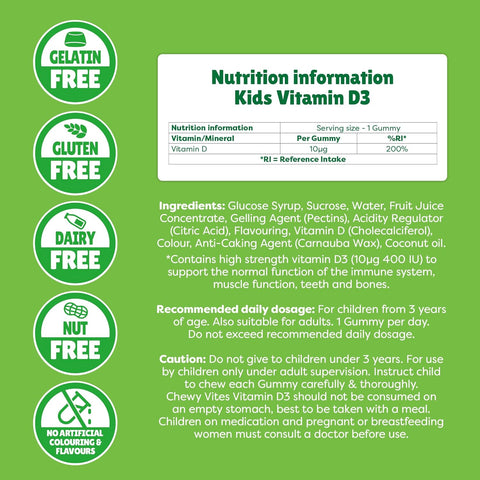Chewy Vites Kids Vitamin D3 400IU Gummies 60's