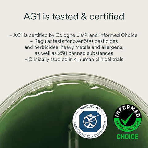 AG1 Daily Greens Powder – Ultimate Daily Whole Food Sourced All in One Greens Supplement Powder Travel Pack with Bottle (Pack of 2)
