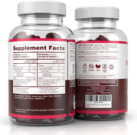 Purify Life Potent Horny Goat Weed gummies 60 for Men and Women