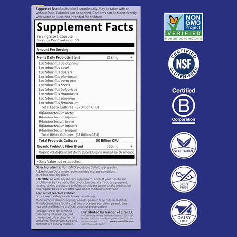 Garden Of Life Dr Formulated Probiotics Once Daily Mens 30 caps