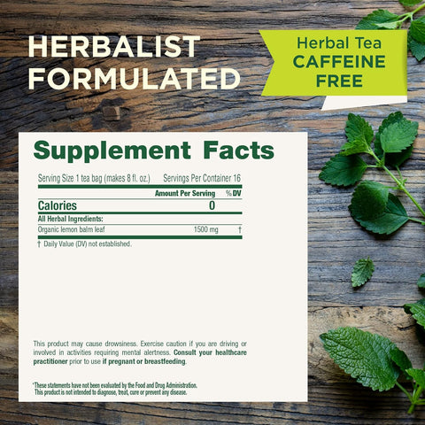 Traditional Medicinal Lemon Balm, 16 Teabags
