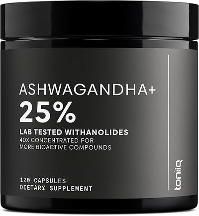 Toniiq Ashwagandha - Ultra High Potency 40:1 Extract With 25% Withanolides 120 Capsules