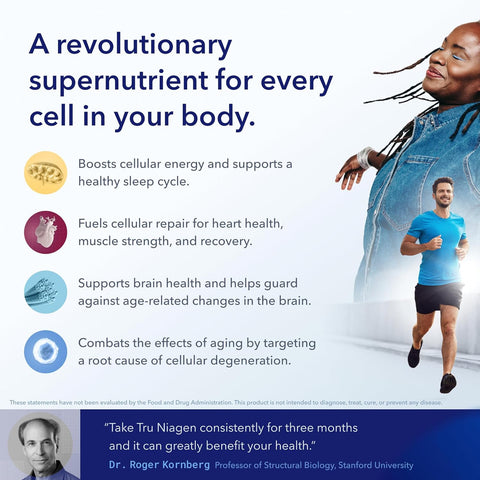 TruNiagen 90ct/300mg Multi Award Winning Patented NAD+ Boosting Supplement - More Efficient Than NMN - Nicotinamide Riboside for Cellular Energy Metabolism & Repair. Vitality, Muscle Health, Healthy Aging