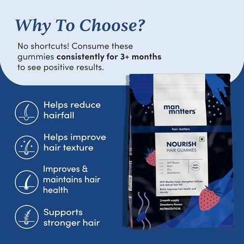 Man Matters Biotin Hair Gummies (90N) Strawberry