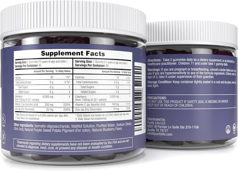 Purify Life Sambucus Sugar-Free Elderberry Gummies 90