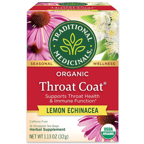 Traditional Medicinal Throat Coat Lemon Echinacea, 16 Teabags