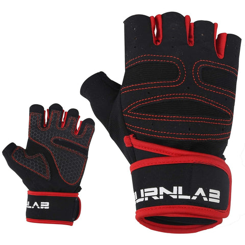 Burnlab Basic Gym Gloves with Wrist Support (Red L)