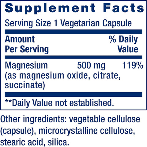 Life Extension Magnesium Caps, 500 mg, 100 vegetarian capsules