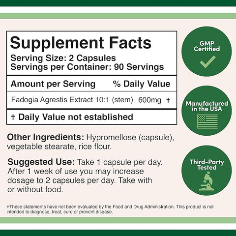 Doublewood Fadogia Capsules 180