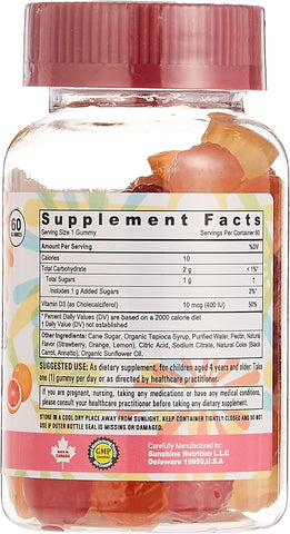 Sunshine Nutrition Cool Gummies Vitamin D3 60's Gummies