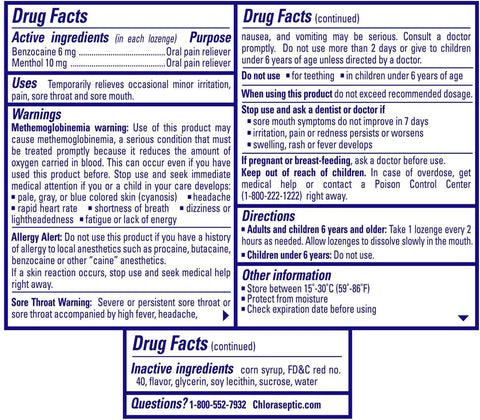 Chloraseptic Sore throat Cherry 18 Lozengers