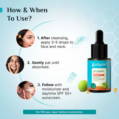 Pilgrim 10% Vitamin C Face Serum For Triple Glow+++- 30 ml