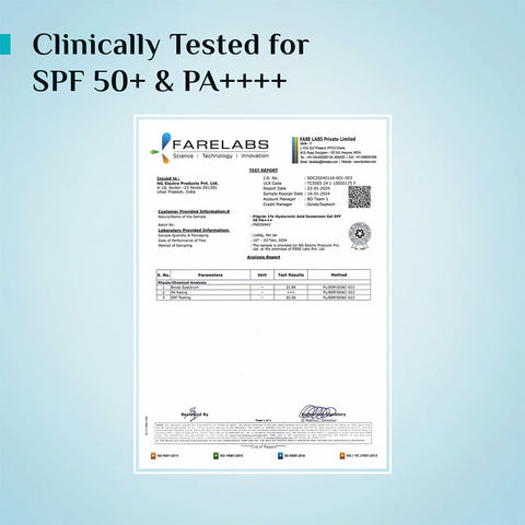 Pilgrim 1% Hyaluronic Acid Aqua Sunscreen Gel SPF 50 PA++++ -50g