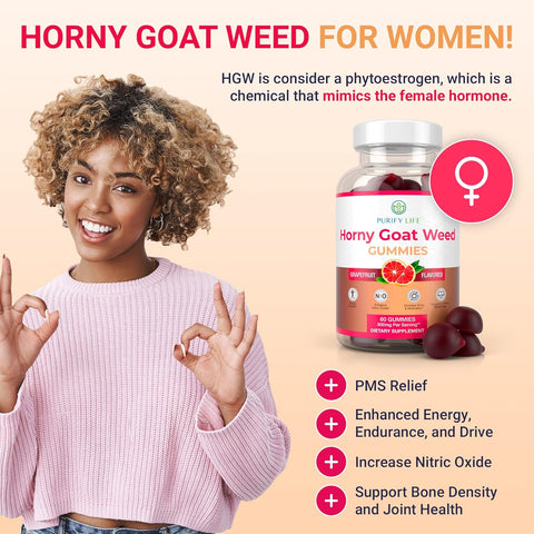 Purify Life Potent Horny Goat Weed gummies 60 for Men and Women