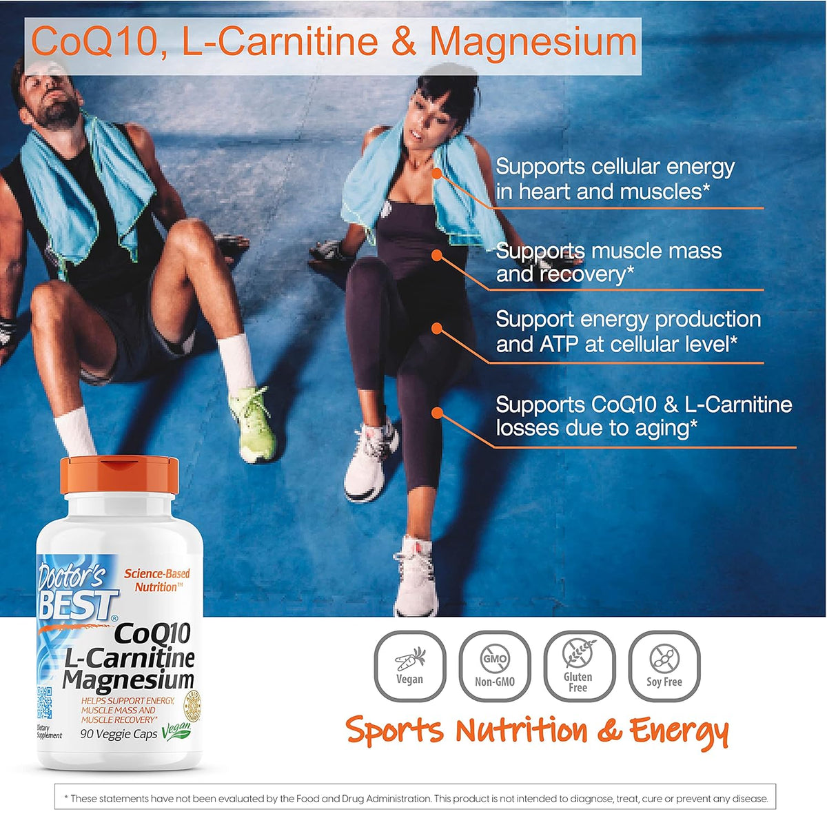 coq10 l-carnitine magnesium Doctor's Best - 90 Veggie Caps for Heart Health & Energy Support Nature's Bounty Co Q-10 100mg