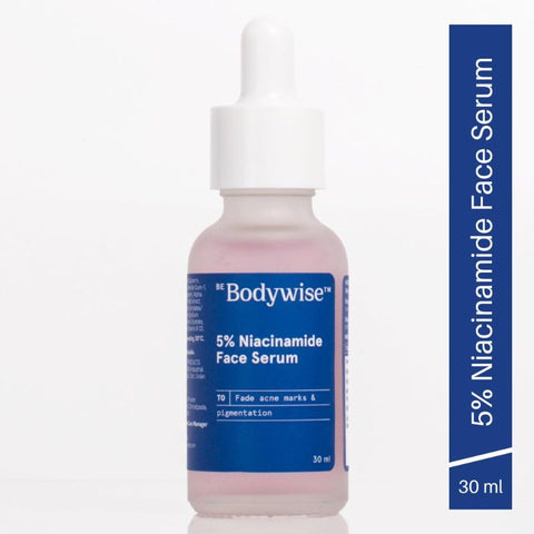 Be Bodywise 5% Niacinamide Face Serum (Beginner Friendly Formula) 30 ml | Sourced from Netherlands | With 0.1% Hyaluronic Acid, 0.5% Alpha Arbutin & Centella Water | For Dark Spots & Acne Marks