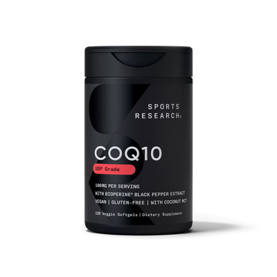Sports Research CoQ10 100mg Enhanced with Coconut Oil & Bioperine Vegan Certified and Non-GMO Verified 120 Veggie Softgels for Better