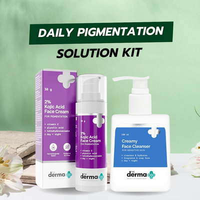 مجموعة حلول التصبغ اليومية - كريم حمض الكوجيك 2% من THE DERMA CO 30 جم + منظف كريمي 100 مل من THE DERMA CO
