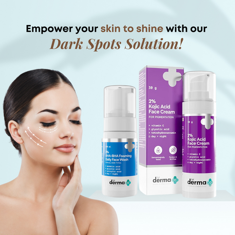 Dark Spots Kit- THE DERMA CO 3% AHA-BHA Foaming Face Wash 100ml + 2% Kojic Acid Cream 30 gm Combo