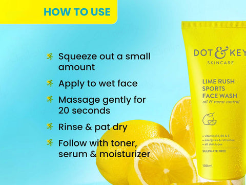 Dot & Key Lime Rush Sports Face Wash Oil Sweat Control 100Ml