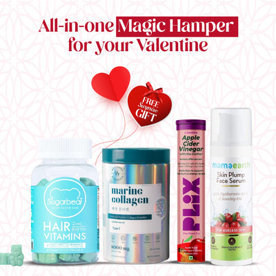 SugarBear Hair Vitamins, 60 Vegan Gummies + Mamaearth Skin Plump Face Serum- 30 ml + WN Marine Collagen