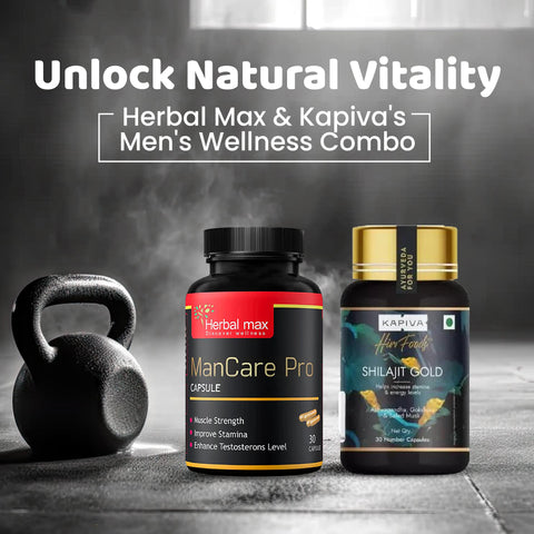 Herbal Max ManCare Pro 30 Capsule + Kapiva Shilajit Gold Capsules 30 capsules