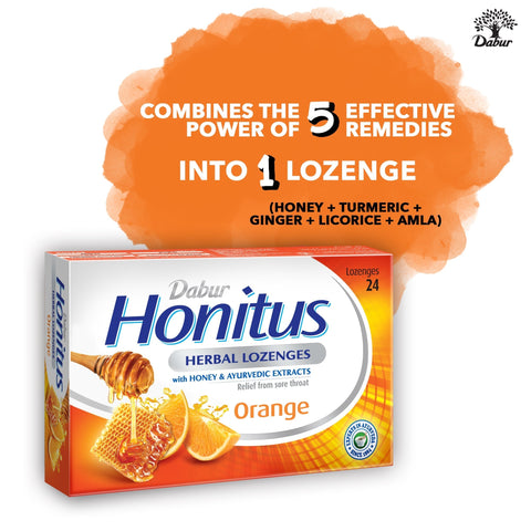 Dabur Honitus Herbal Lozenges- Orange, 24 Lozenges