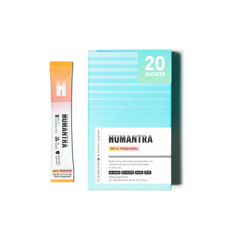 Full Variety Pack: Humantra Electrolyte Berry Pomegranate 70g + Humantra Electrolyte Elderberry 90g + Humantra Electrolyte Himalayan Lime 72g + Humantra Electrolyte Lychee flavour 80g