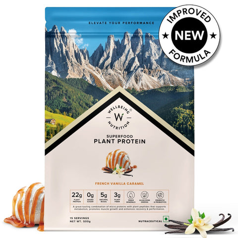 Wellbeing Nutritions Superfood Plant Protein French Vanilla Caramel